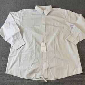 Roundtree & Yorke Dress Shirt Mens 18.5 36/37 Big Geometric Non Iron Gold Label